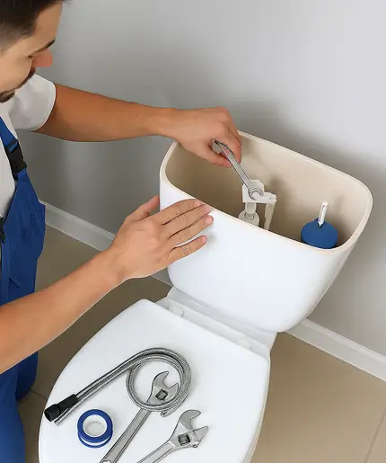 Plumber Repairing a Toilet in Sugar Land, TX | 24-Hour Service